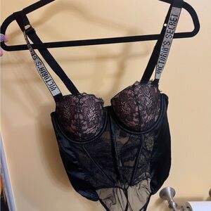 Victoria's Secret Black Lace Corset Bra